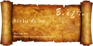 Birly Éva névjegykártya